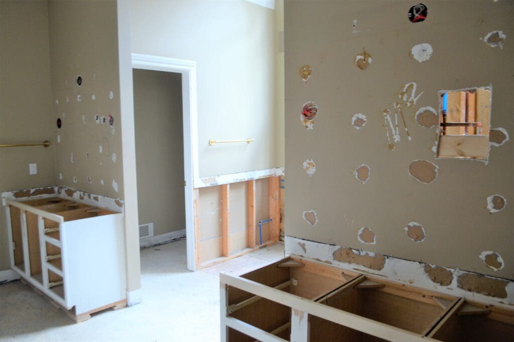 Bathroom renovation with new tile and vanity