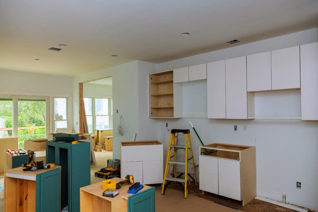 Kitchen renovation with new cabinets and fixtures